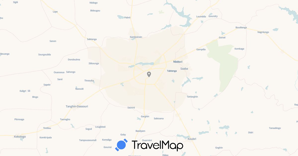 TravelMap itinerary: plane in Burkina Faso (Africa)